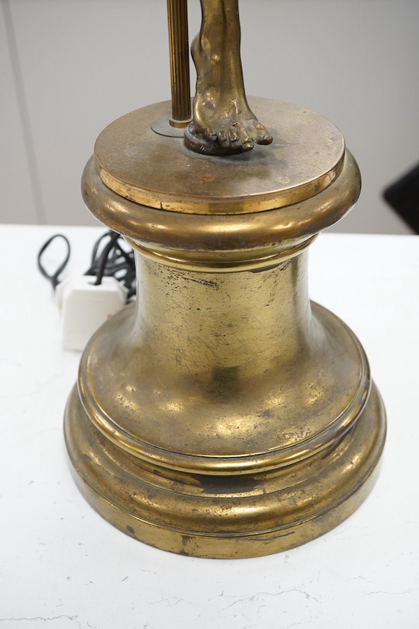 A 20th century brass figural table lamp, 81cm to top of figure